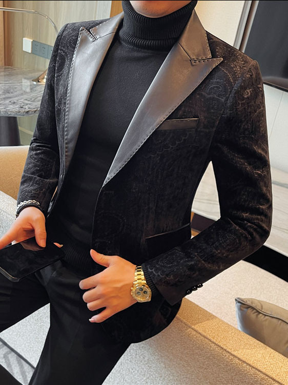 Jacquard Velvet Leather Blazer