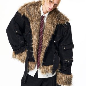 Quilted Fur Patchwork Denim Jacket