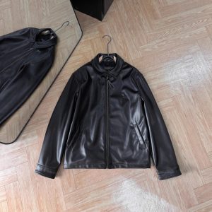 Winter Zip-up Long-sleeve Leather Jacket