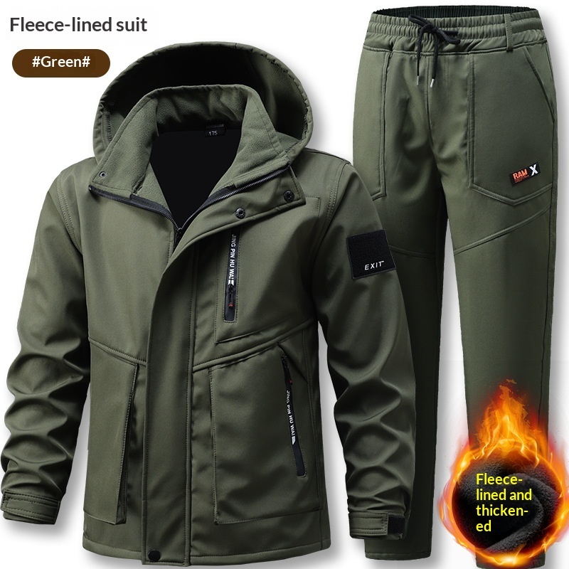Mens Outdoor Sports Tactical Fleece-Lined Thickened Windproof Cycling Jacket - Image 10