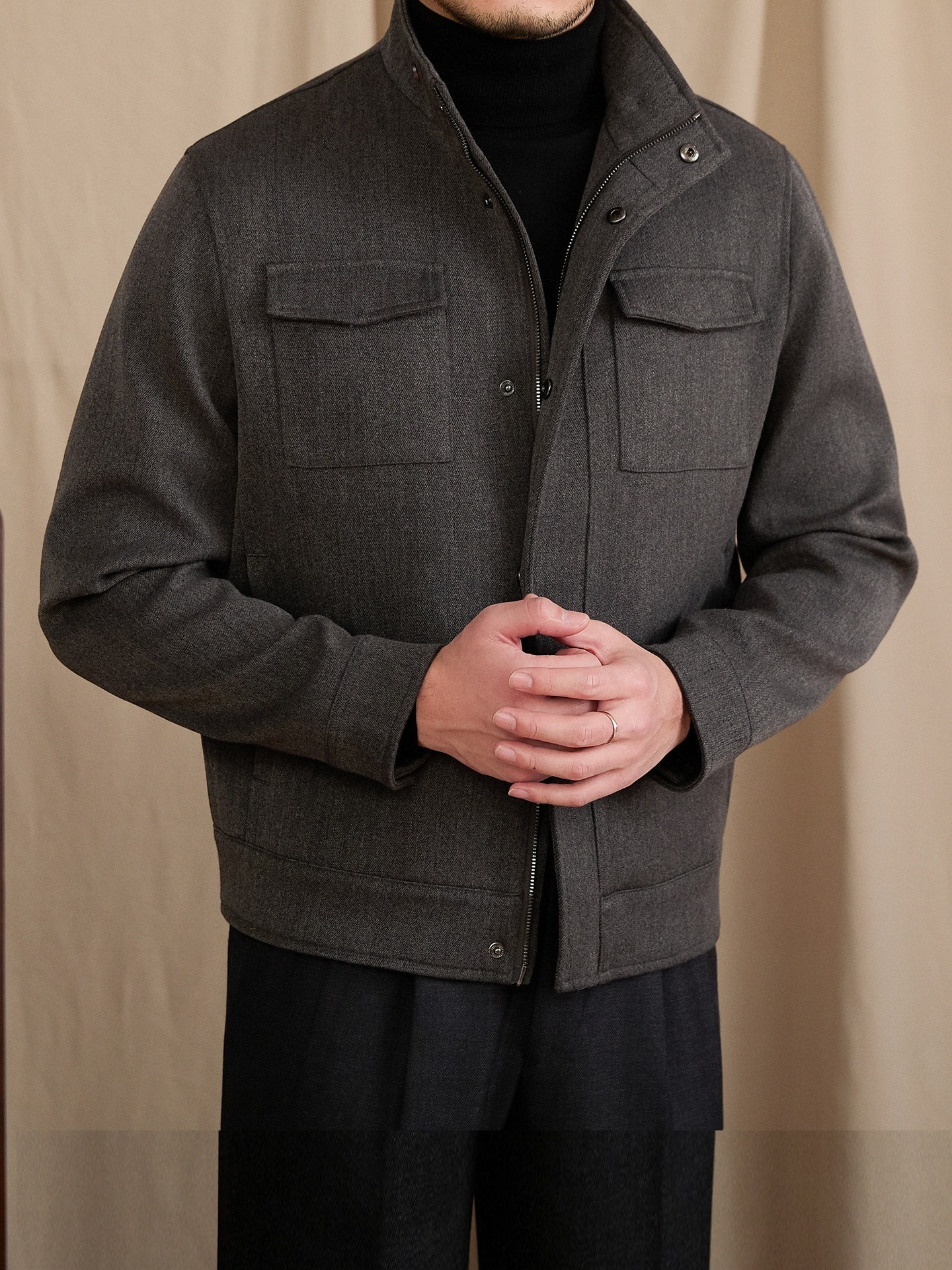 Men’s Short Wool Blend Coat