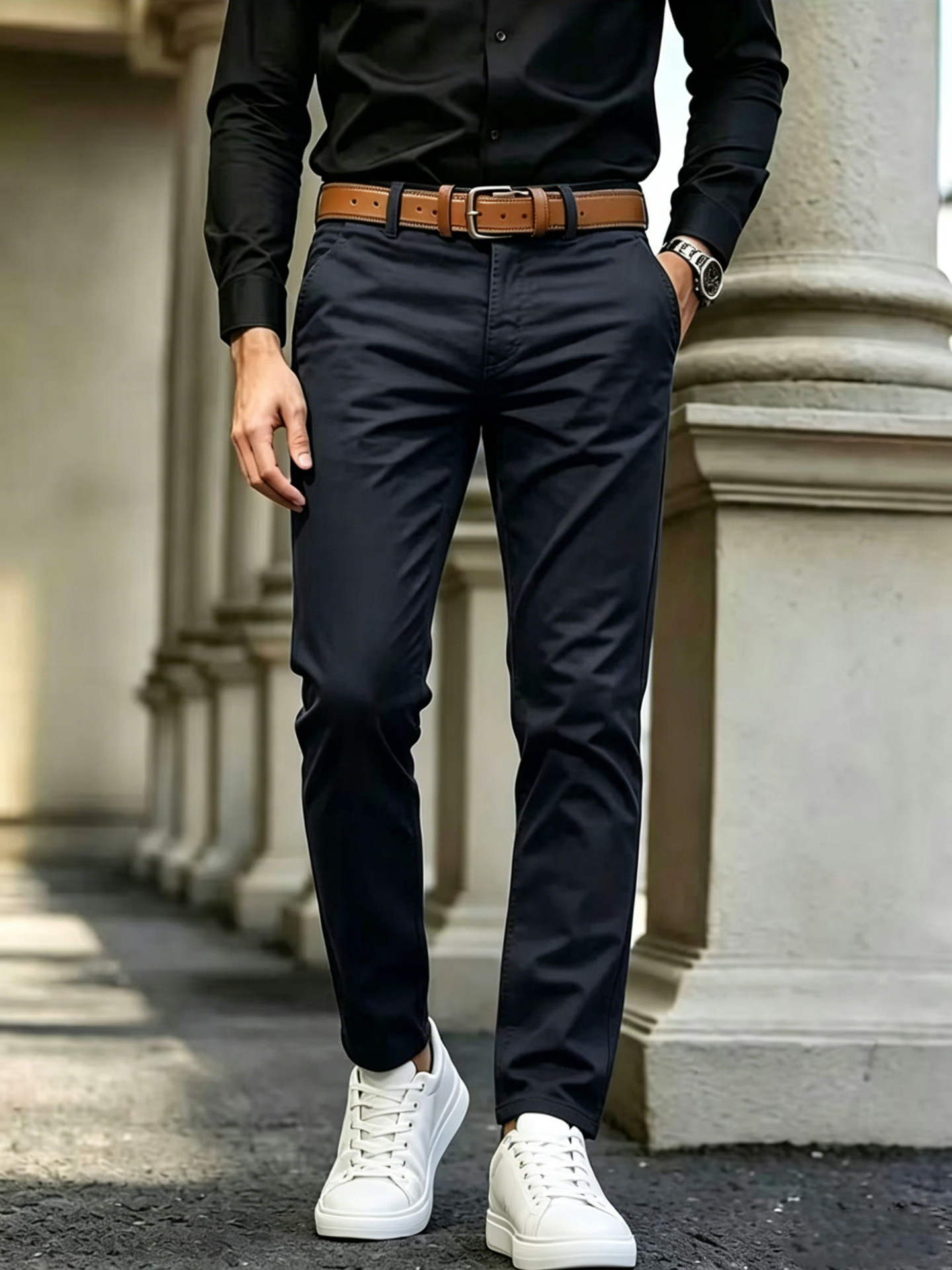 New Mens Slim-fit Casual Khaki Cotton Pants - Image 7