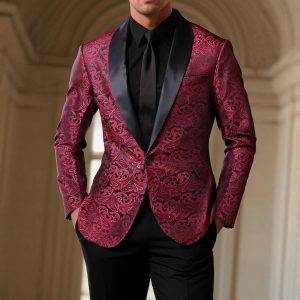 Mens Casual All Matching New Jacquard Blazer