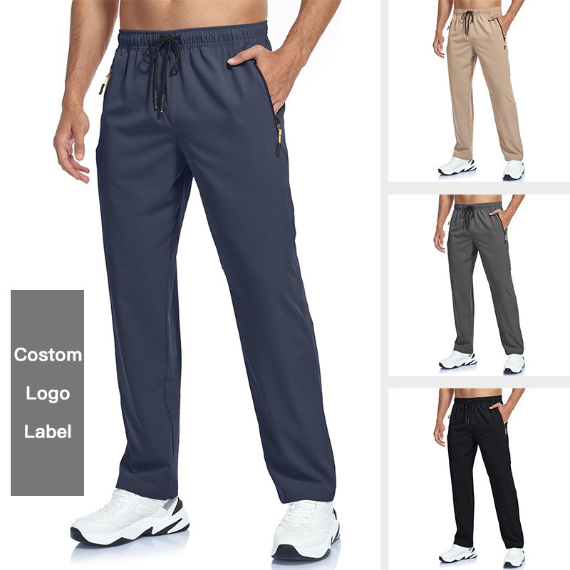 Spring And Summer New 2024 European And American Hot-selling Thin Ice Silk Quick-drying Casual Trousers Outdoor Running Fitness Sports Pants