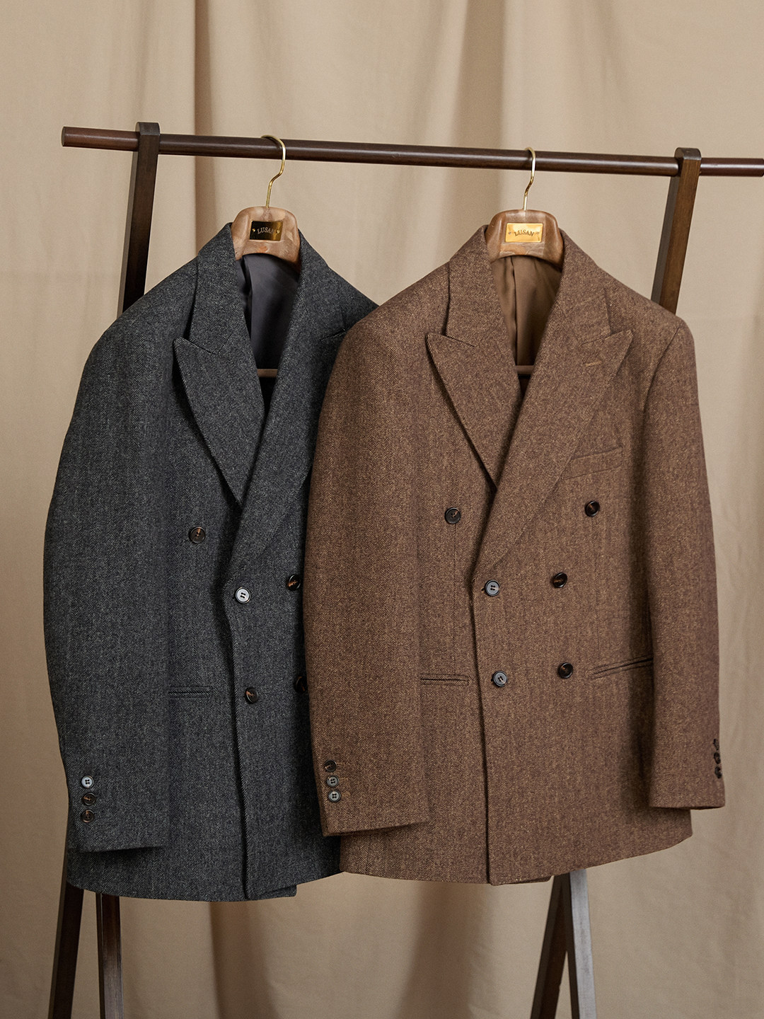 Tailored Wool-blend Herringbone Double-breasted Suit - Image 5