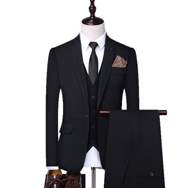 Men’s Solid Three-Piece Wedding Suit