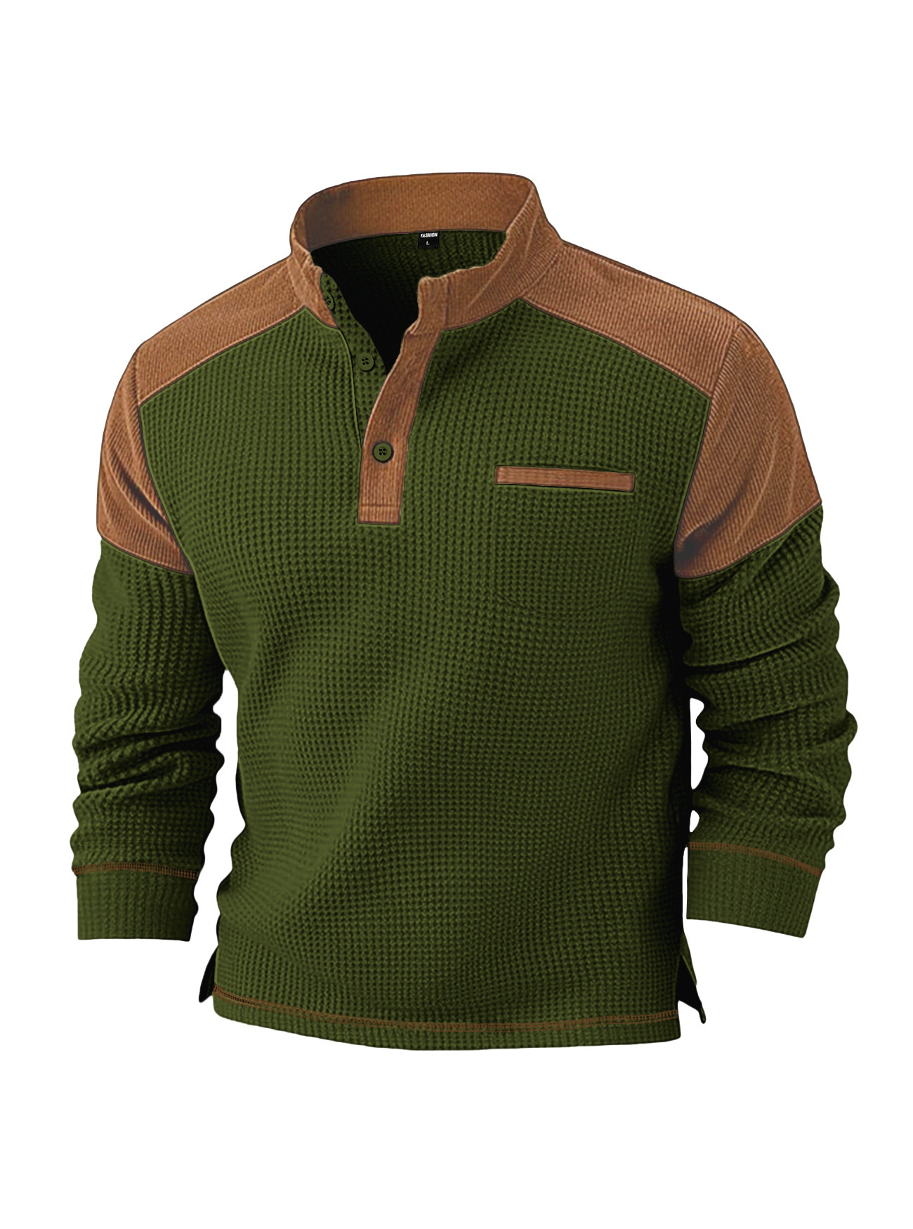 Mens Casual Corduroy Hoodie With A Stand-up Collar And Long Sleeves - Image 5