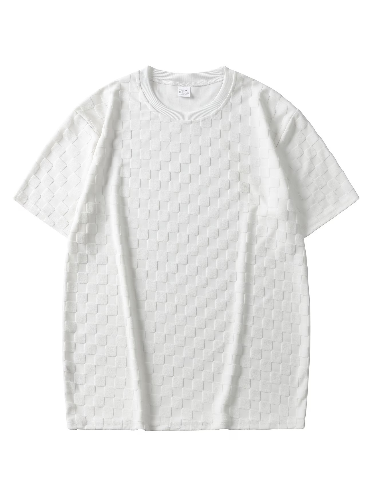 Mens Summer Checkerboard Jacquard Short-Sleeve Shirt - Image 7