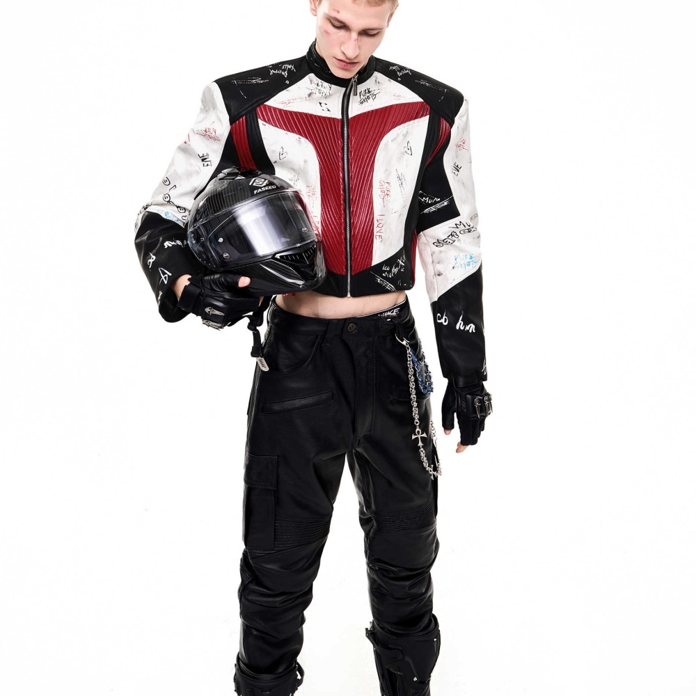 Men’s Graffiti Stand-Up Collar Jacket