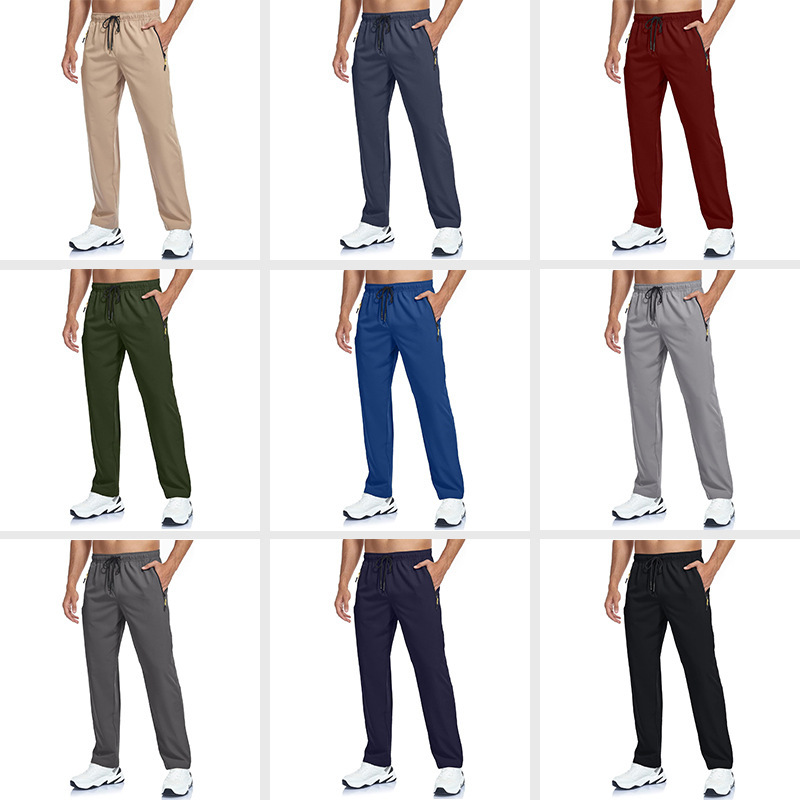 Spring And Summer New 2024 European And American Hot-selling Thin Ice Silk Quick-drying Casual Trousers Outdoor Running Fitness Sports Pants - Image 2