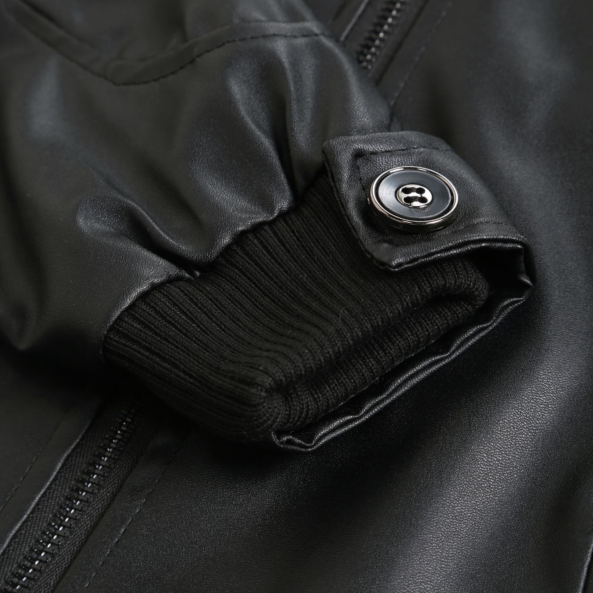 Mens Winter Warm Zip-Up Stand Collar Slim-Fit Leather Jacket Coats - Image 5