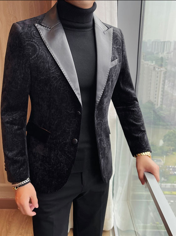 Jacquard Velvet Leather Blazer