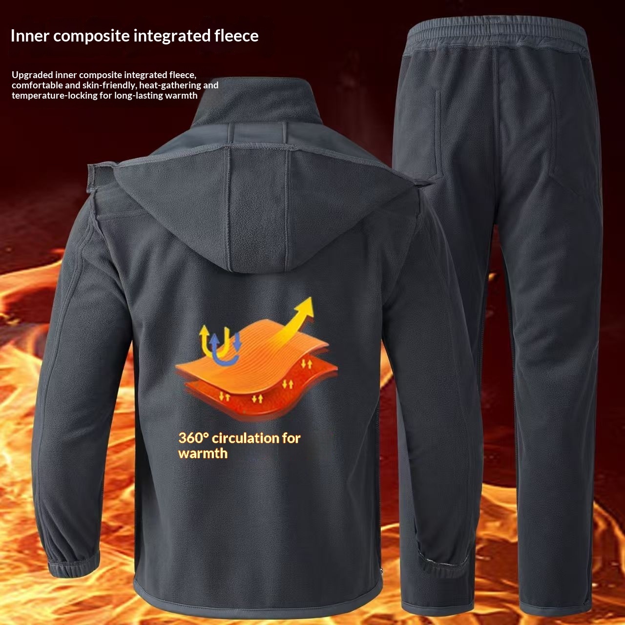 Mens Outdoor Sports Tactical Fleece-Lined Thickened Windproof Cycling Jacket - Image 4
