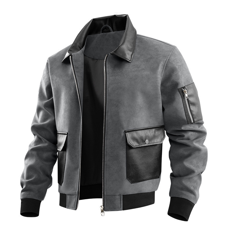 Mens Patchwork Texture Lapel Jacket - Image 3