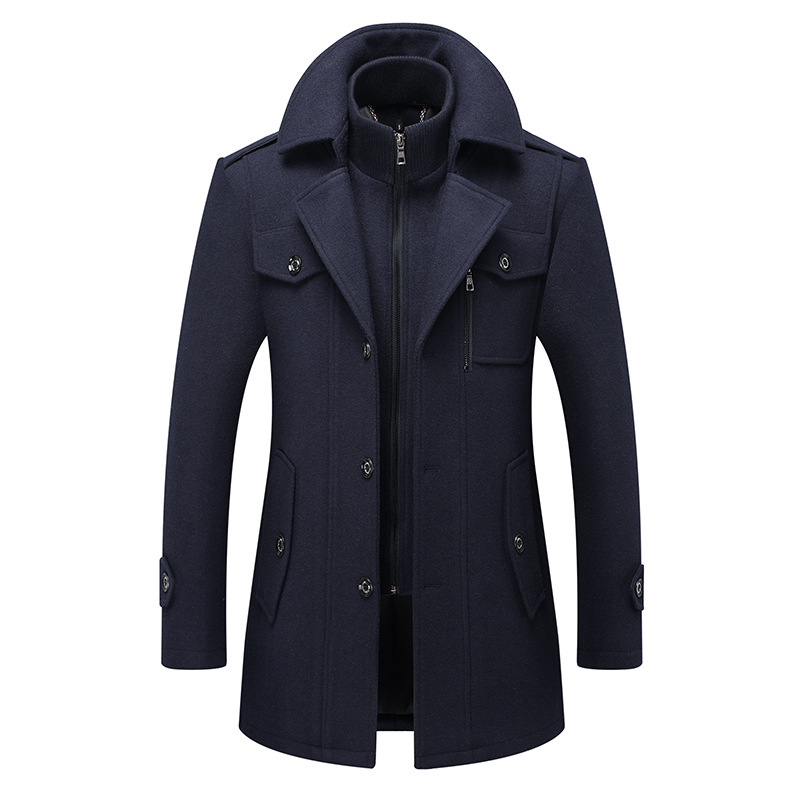 Men's Woolen Double Collar Coat - Image 5