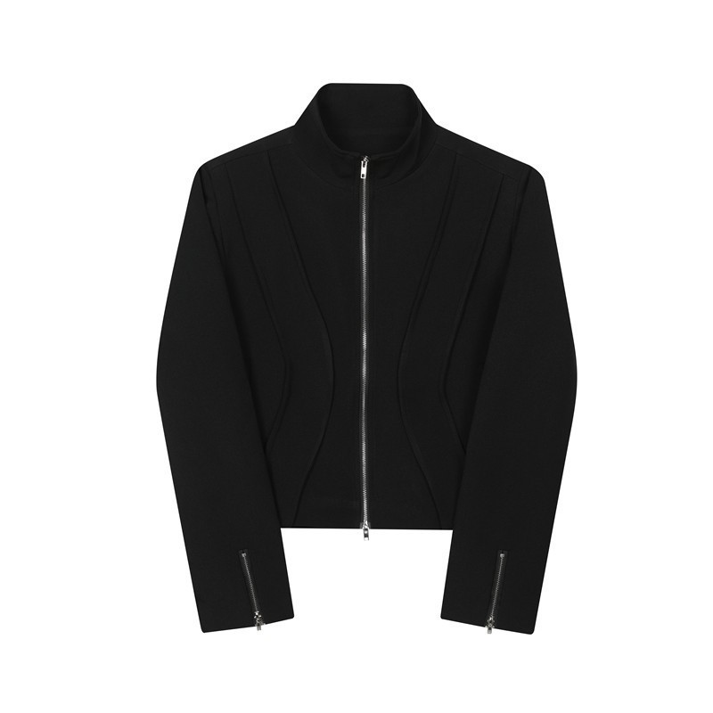 High Street Trendy Silhouette Padded Shoulders Deconstructed Short Jacket Men - Image 5