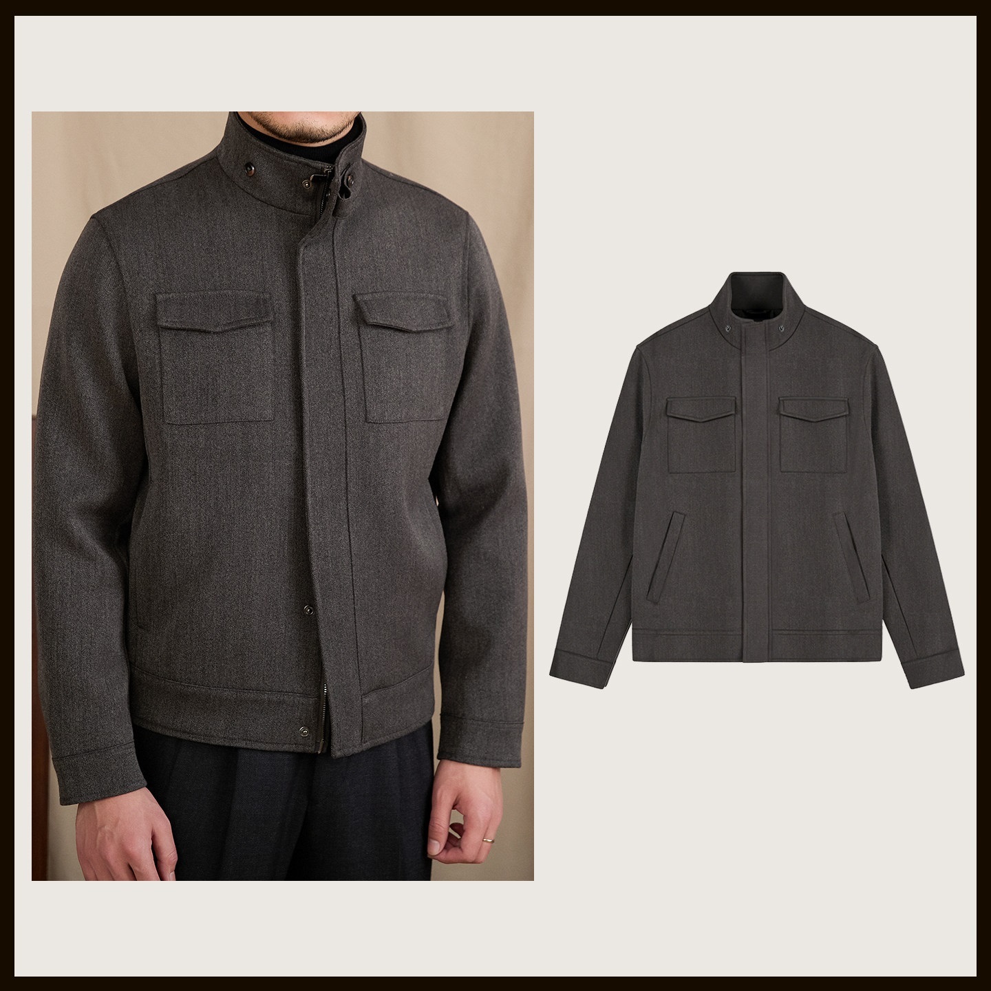 Men's Short Wool Blend Coat - Image 4