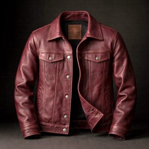 Retro Lapel Leather Jacket American-style Workwear Coat Mens Leather Jacket
