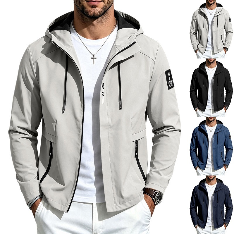 Mens Lightweight Loose-fit Outdoor Sports Hooded Jacket