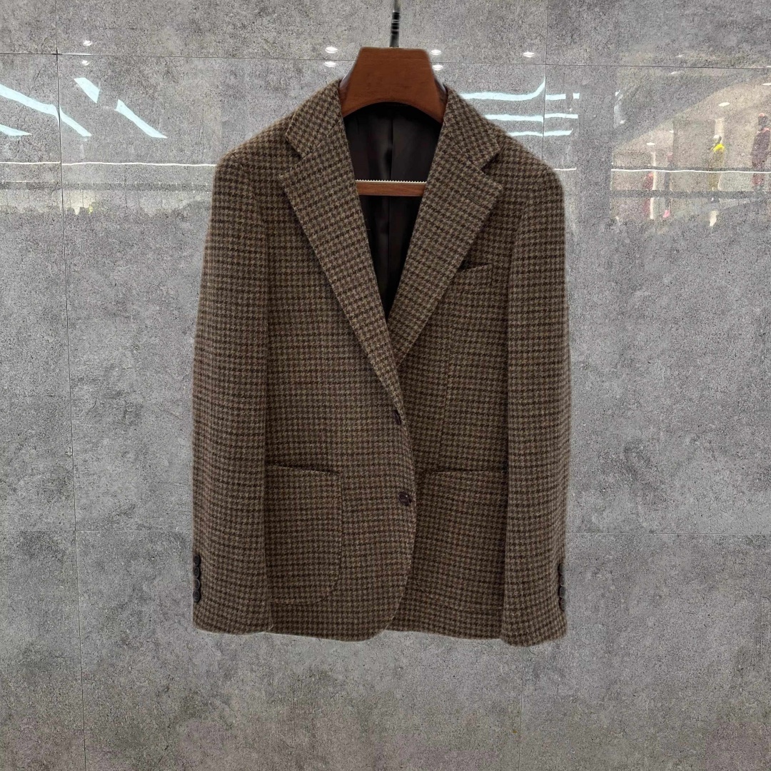 Men's Classic Plaid Wool Suit Jacket