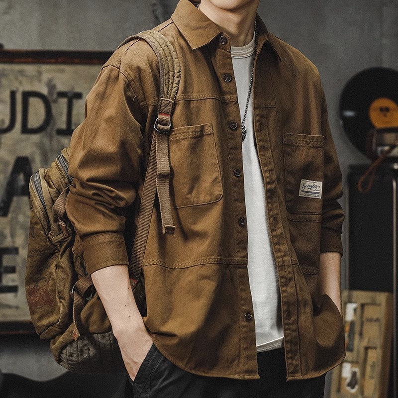 Mens Long-sleeve Washed-soft Casual Work Shirt Jacket - Image 2