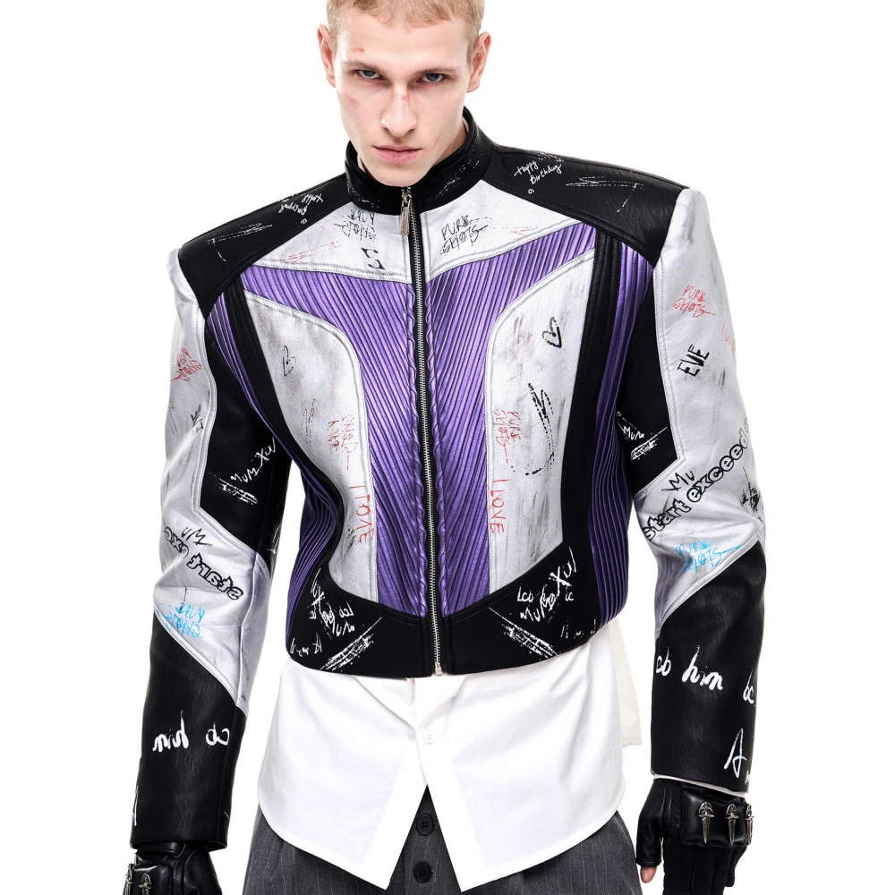 Men's Graffiti Stand-Up Collar Jacket - Image 4