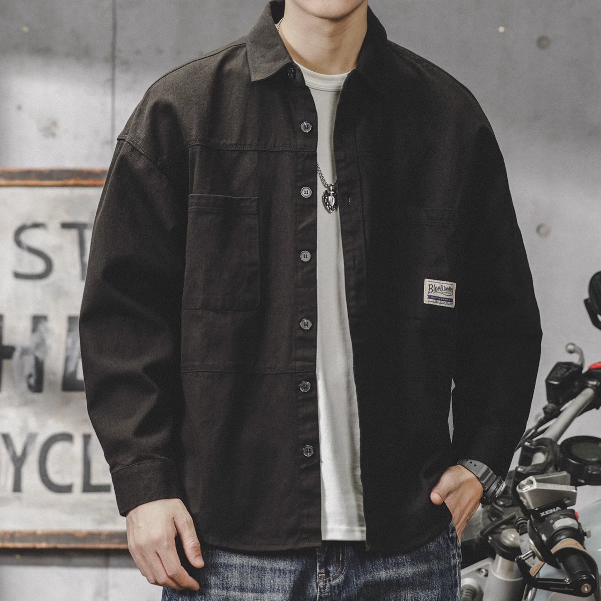 Mens Long-sleeve Washed-soft Casual Work Shirt Jacket - Image 6