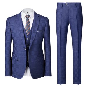 Mens New Plaid Set Mens Foreign-trade Suit
