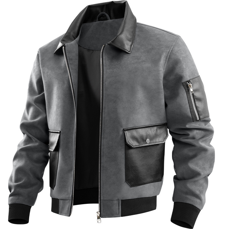 Mens Patchwork Texture Lapel Jacket - Image 5