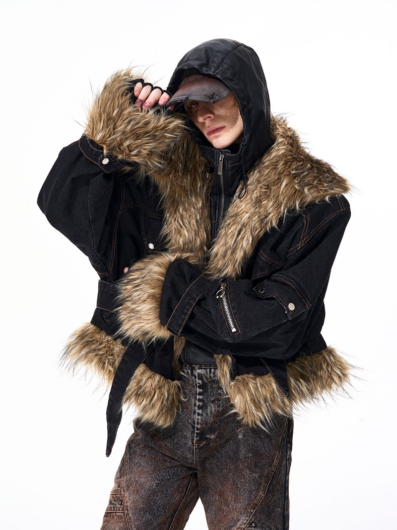 Quilted Fur Patchwork Denim Jacket