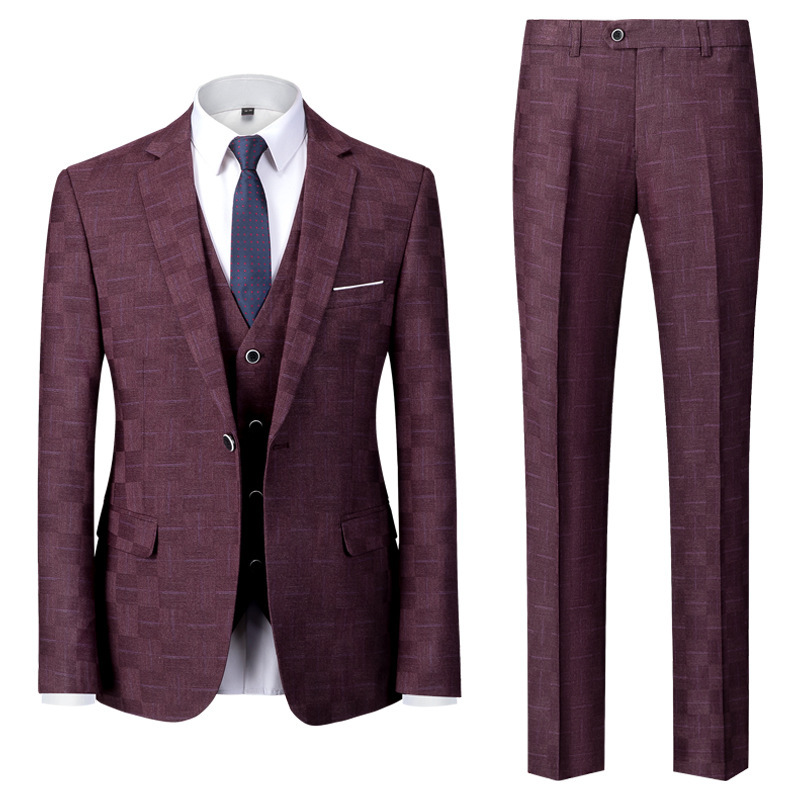 Mens New Plaid Set Mens Foreign-trade Suit - Image 3
