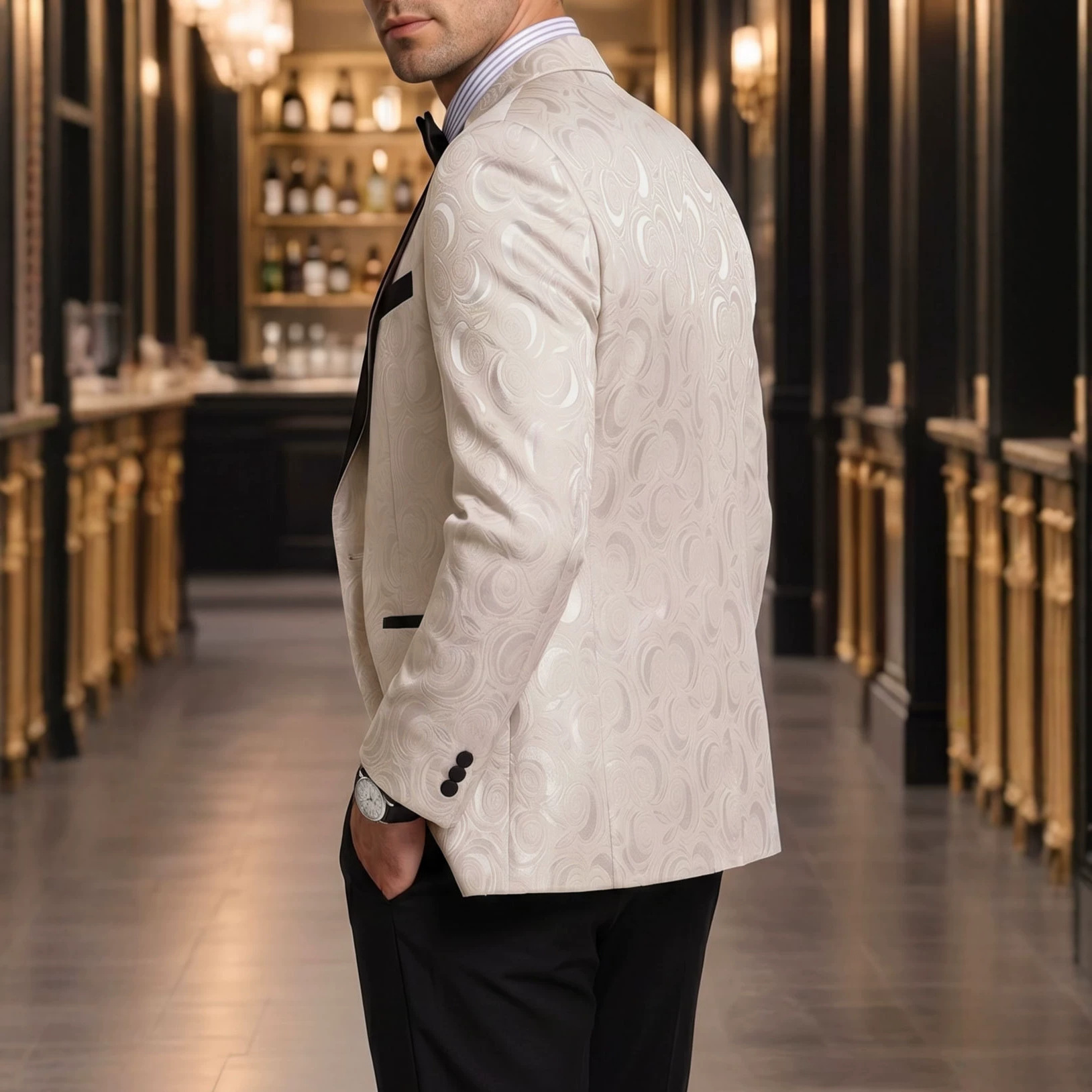 Mens Elegant Jacquard Formal Suit For Banquets And Parties - Image 4