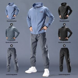 Mens Running Quick-Dry Top And Cycling Sports Set