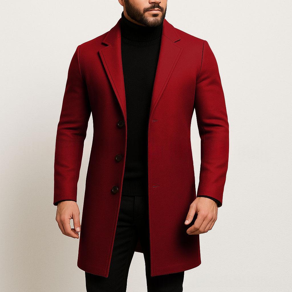 Solid-color Single-breasted Trench Coat Wool Fabric - Image 4