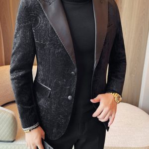 Jacquard Velvet Leather Blazer