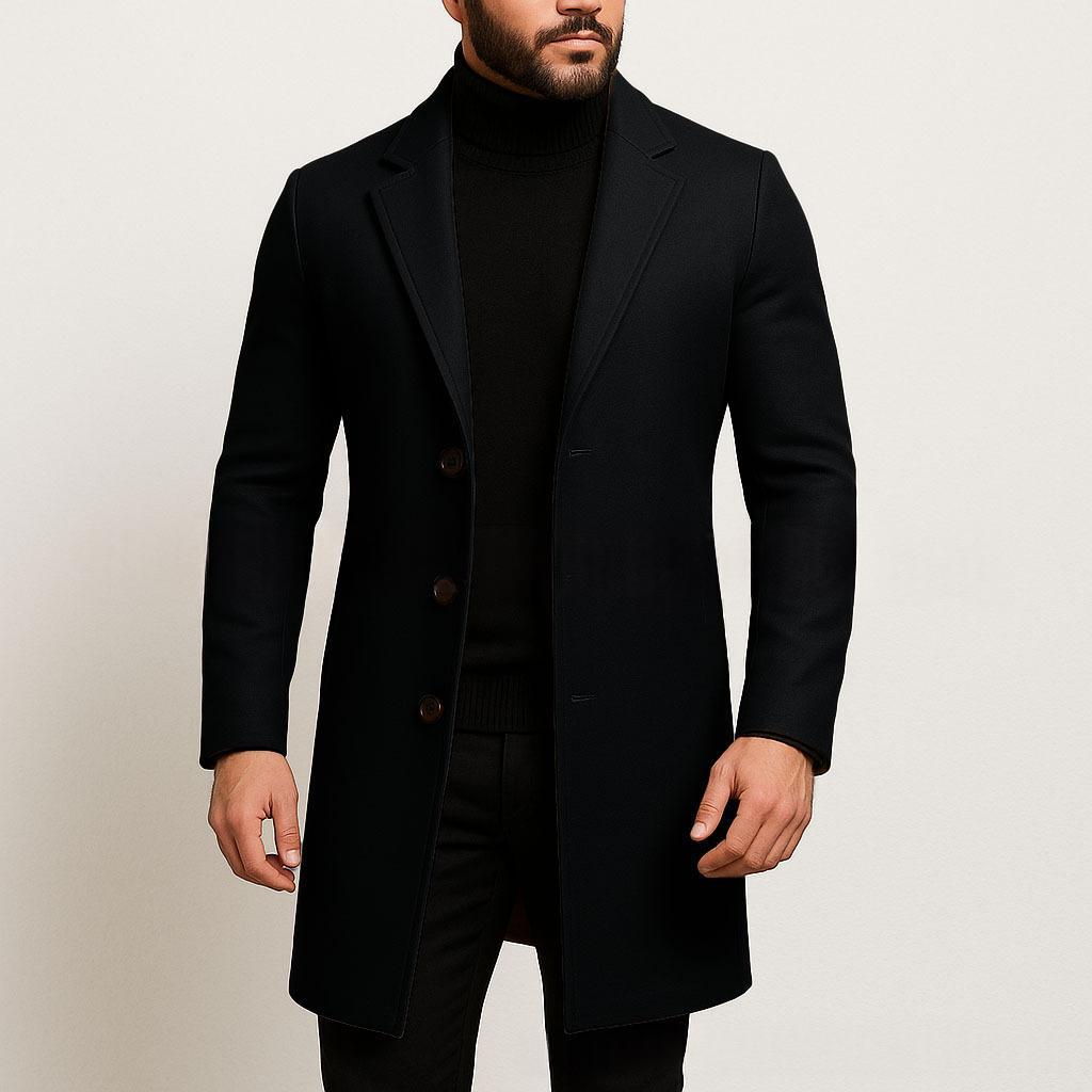 Solid-color Single-breasted Trench Coat Wool Fabric - Image 7