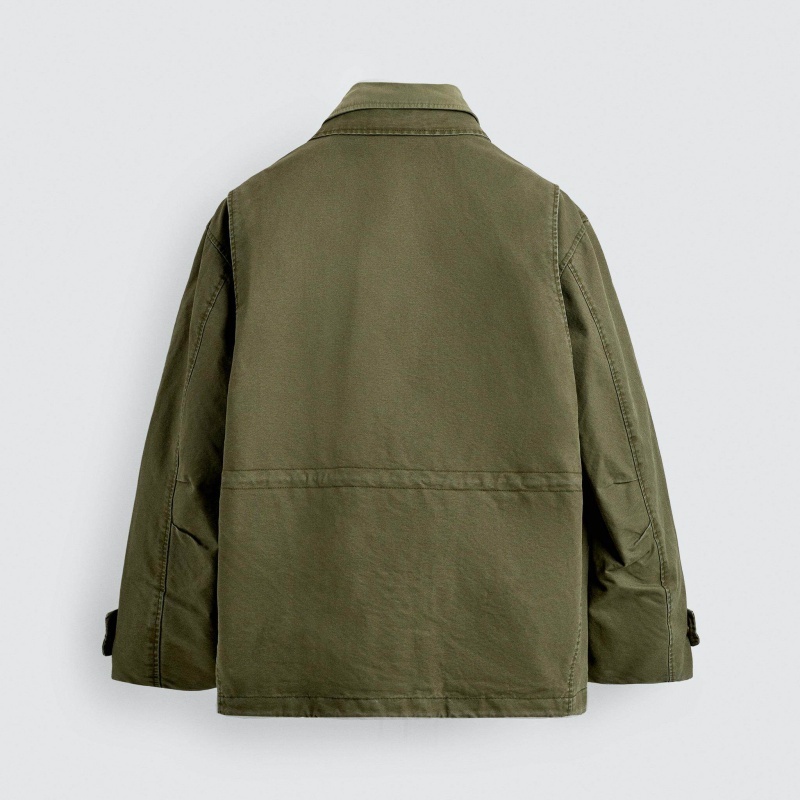 Double-layer Stand-up Collar Multi-pocket Washed Jacket Coat - Image 2