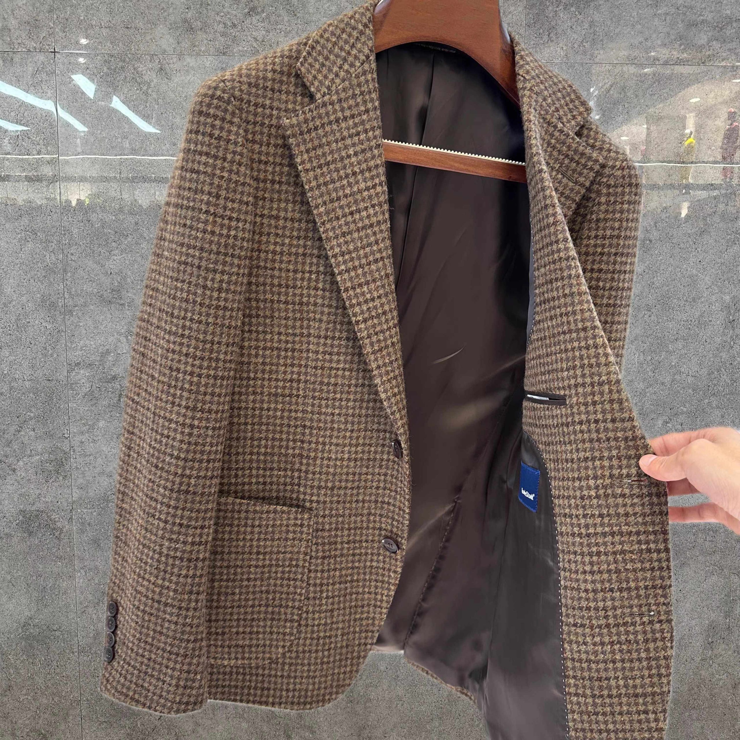 Men’s Classic Plaid Wool Suit Jacket