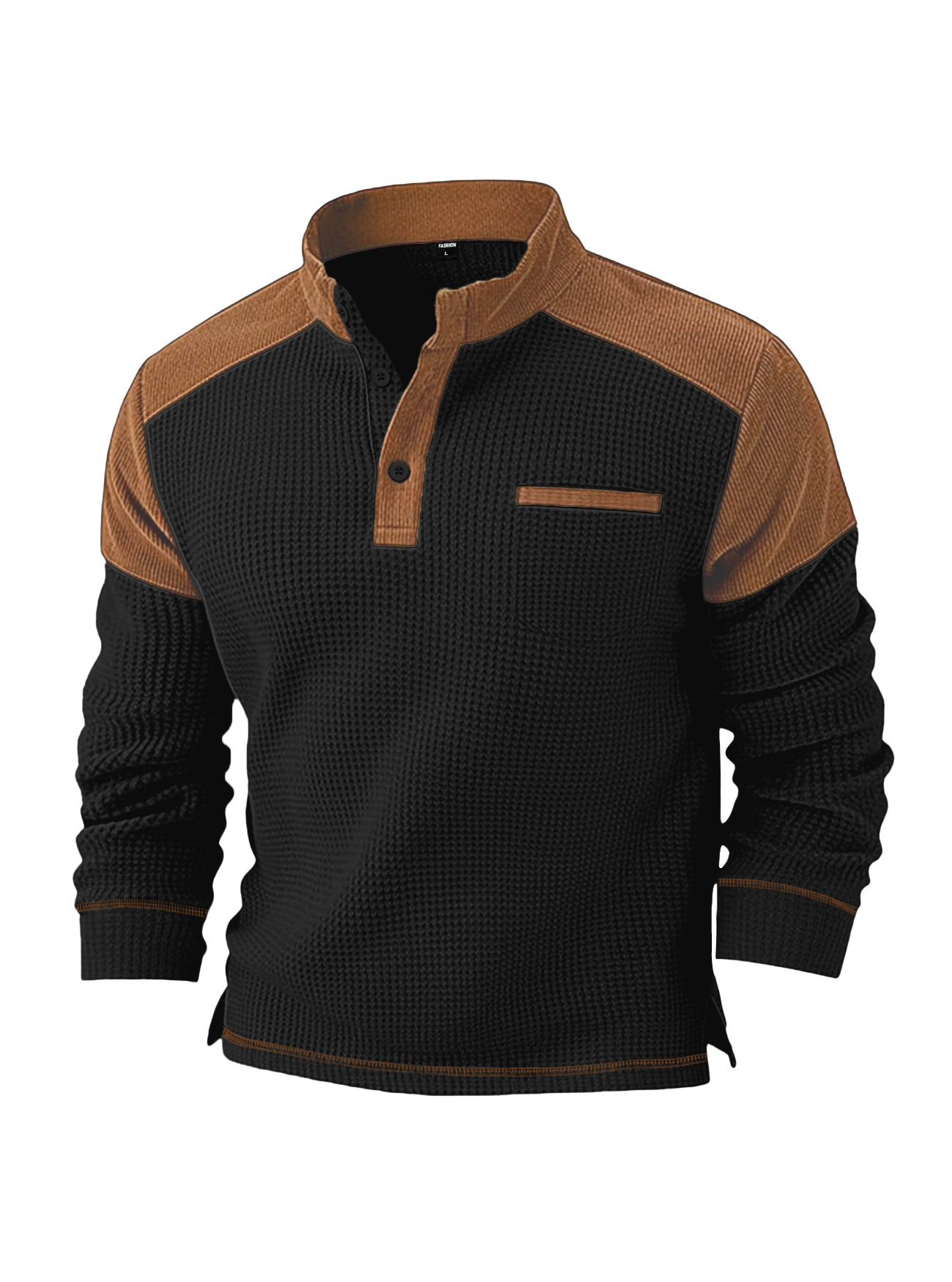 Mens Casual Corduroy Hoodie With A Stand-up Collar And Long Sleeves - Image 8