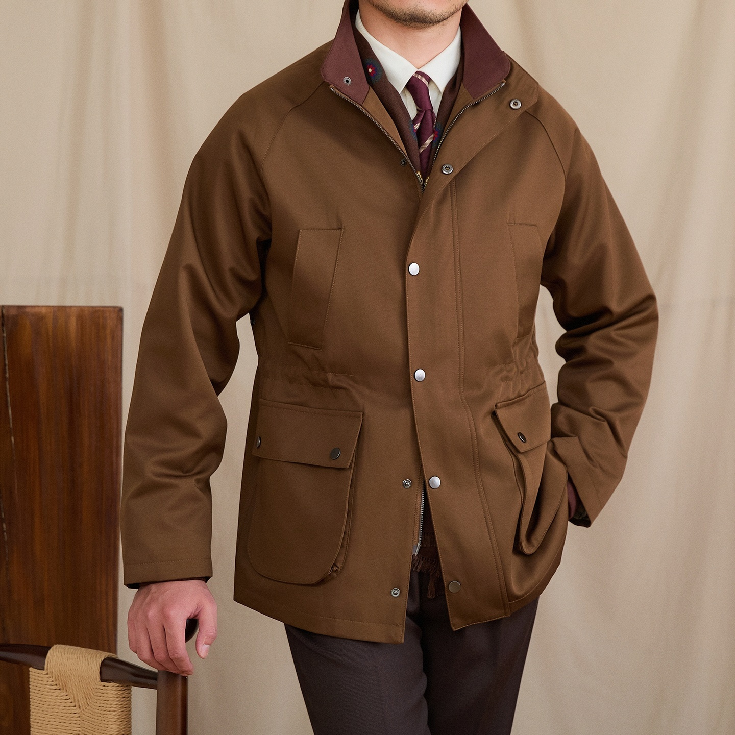 Men's Hooded Faux Two-Piece Jacket