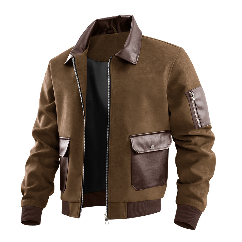Mens Patchwork Texture Lapel Jacket - Image 4