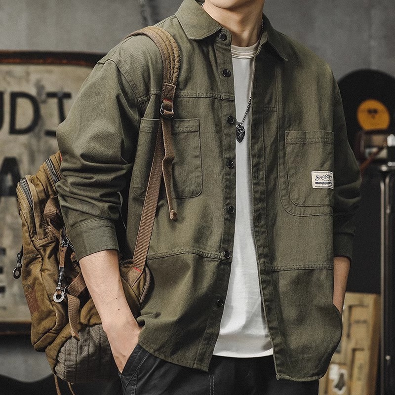 Mens Long-sleeve Washed-soft Casual Work Shirt Jacket - Image 3