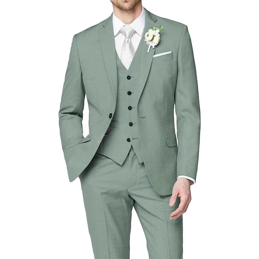 Mens Slim-fit Three-piece Suit With A Single-breasted Jacket