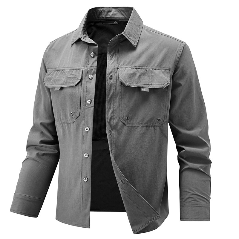 Mens Stretch Quick-Drying Long-Sleeve Shirt - Image 7