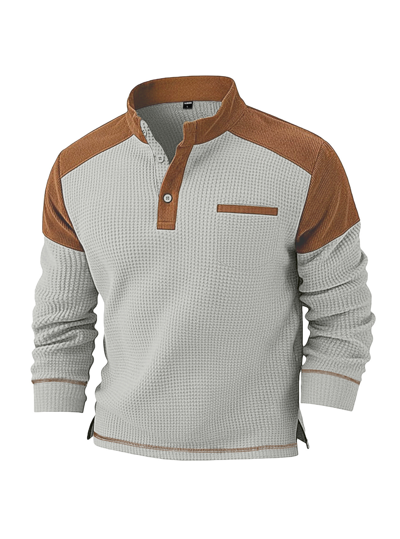 Mens Casual Corduroy Hoodie With A Stand-up Collar And Long Sleeves - Image 6