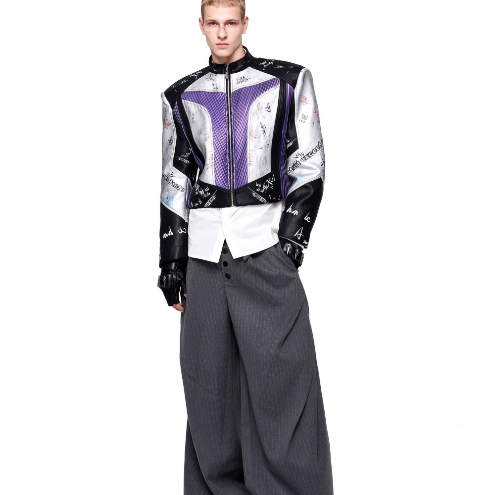 Men’s Graffiti Stand-Up Collar Jacket