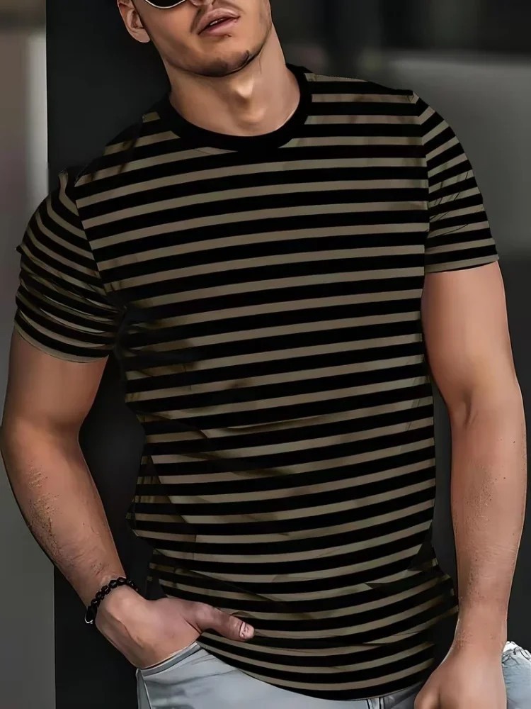 Classic Plaid And Stripe 3F-Printed Casual T-Shirt - Image 6
