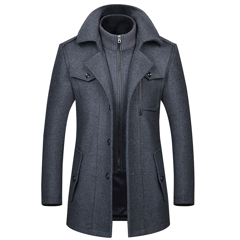 Men's Woolen Double Collar Coat - Image 4