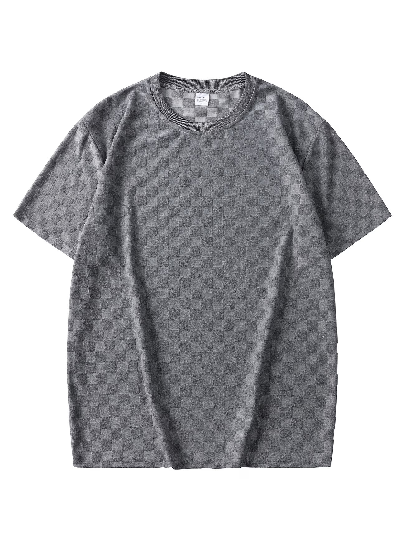 Mens Summer Checkerboard Jacquard Short-Sleeve Shirt - Image 8
