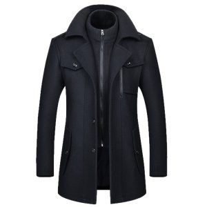 Men’s Woolen Double Collar Coat